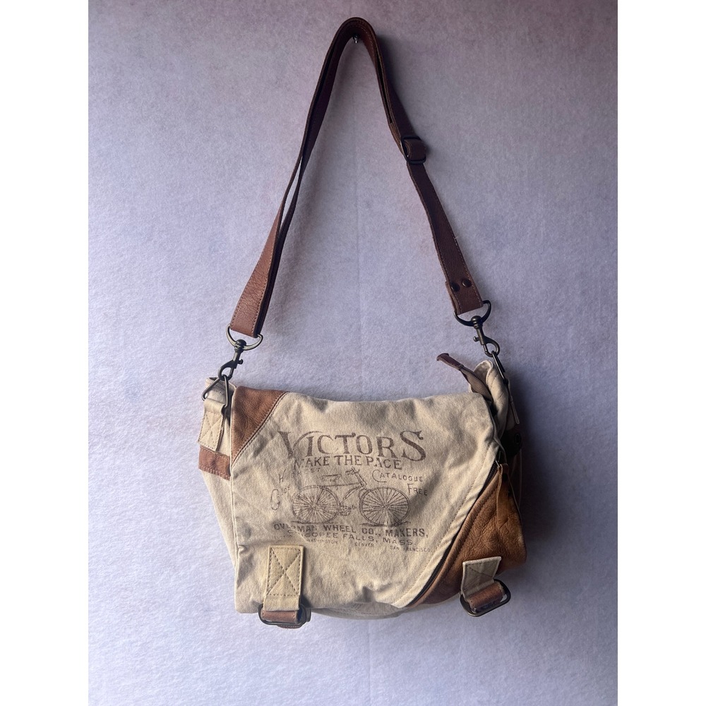 Myra Bag Victors Make The Pace Canvas Leather Messenger Crossbody Bag Vintage